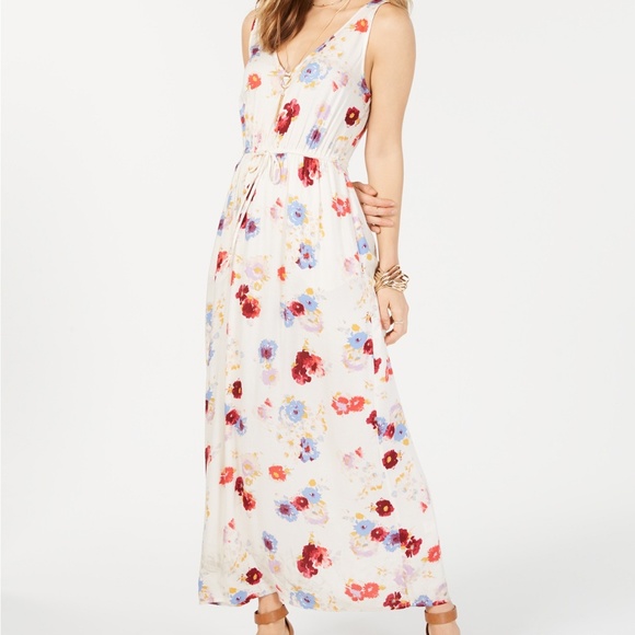 NWT Lucky Brand Floral V-Neck Maxi Dress - Picture 1 of 2